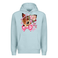 Blue Mist reindeer head christmas Premium Hoodie - MaliasSmallBusiness