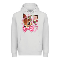 Dove Grey reindeer head christmas Premium Hoodie - MaliasSmallBusiness