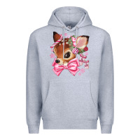 Heather Grey reindeer head christmas Premium Hoodie - MaliasSmallBusiness
