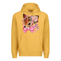 Mustard reindeer head christmas Premium Hoodie - MaliasSmallBusiness