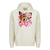 Oatmeal Heather reindeer head christmas Premium Hoodie - MaliasSmallBusiness