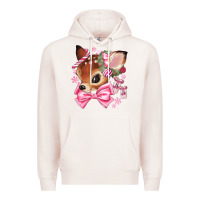 Pale Pink reindeer head christmas Premium Hoodie - MaliasSmallBusiness