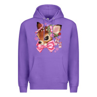 Purple reindeer head christmas Premium Hoodie - MaliasSmallBusiness