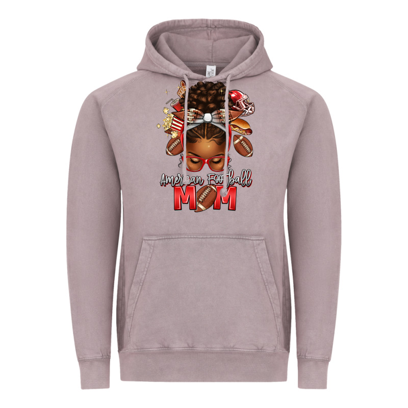 American Football Mom Red And Silver Afro Messy Bu Vintage Hoodie by texasbilliewilder | Teevron