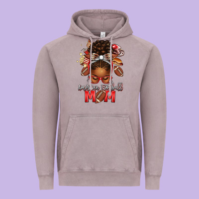 American Football Mom Red And Silver Afro Messy Bu Vintage Hoodie Designed By Texasbilliewilder