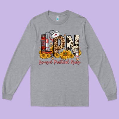 Lpn Licensed Practical Nurse Long Sleeve Tee Designed By Fadigitalartstudio