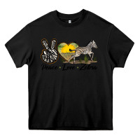 Black peace love zebra Heavy Core Tee - LillyAllenDesigns