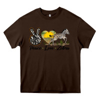 Chocolate Brown peace love zebra Heavy Core Tee - LillyAllenDesigns