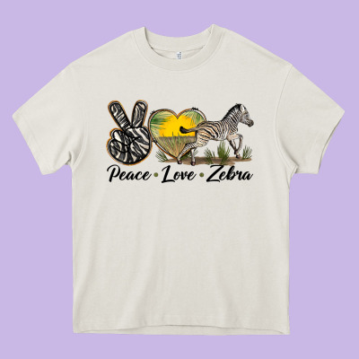 Peace Love Zebra Heavy Core Tee Designed By Lillyallendesigns