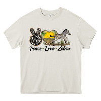 Cream peace love zebra Heavy Core Tee - LillyAllenDesigns