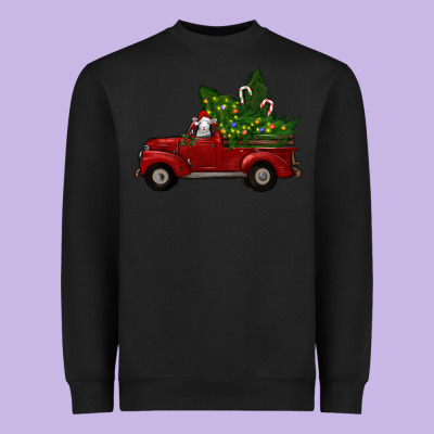 Heavyweight Sweatshirt Christmas Farm Truck With Baby Sheep