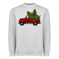 Heather Grey Christmas Farm Truck With Baby Sheep Heavyweight Sweatshirt - RanaPortraitStore