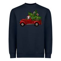 Navy Christmas Farm Truck With Baby Sheep Heavyweight Sweatshirt - RanaPortraitStore
