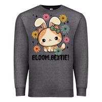 Charcoal Heather bloom bestie cat Premium Sweatshirt - MaliasSmallBusiness