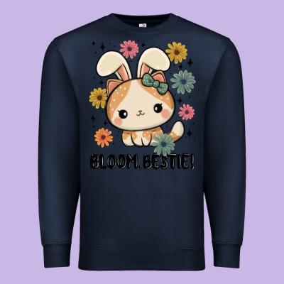 Bloom Bestie Cat Premium Sweatshirt Designed By Maliassmallbusiness