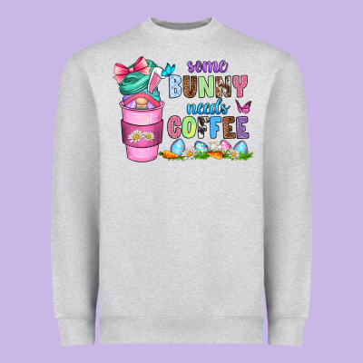 Some Bunny Needs Coffee With Gnomes Heavyweight Sweatshirt Designed By Zillion Design Studio