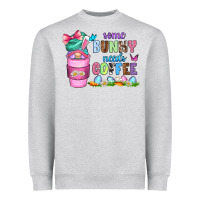 Heather Grey some bunny needs coffee with gnomes Heavyweight Sweatshirt - Zillion Design Studio
