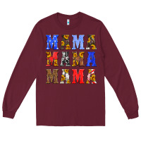 Burgundy mama american flag 4th of july Long Sleeve Tee - HRA Design Shop
