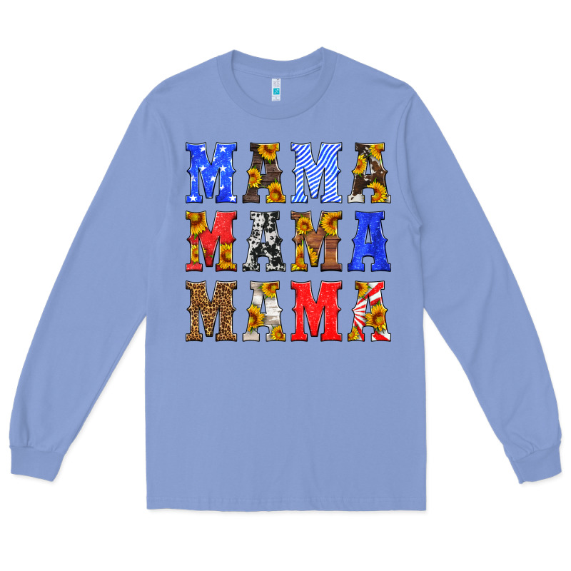 Mama American Flag 4th Of July Long Sleeve Tee by HRA Design Shop | Teevron