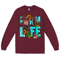 Burgundy farm life Long Sleeve Tee - AdoDesignShop