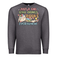 Charcoal Heather just a girl who brings books everywhere Premium Sweatshirt - MaliasSmallBusiness