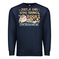 Navy just a girl who brings books everywhere Premium Sweatshirt - MaliasSmallBusiness