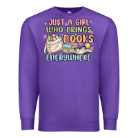 Purple just a girl who brings books everywhere Premium Sweatshirt - MaliasSmallBusiness
