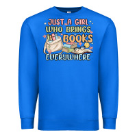 True Royal just a girl who brings books everywhere Premium Sweatshirt - MaliasSmallBusiness