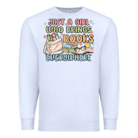 White just a girl who brings books everywhere Premium Sweatshirt - MaliasSmallBusiness