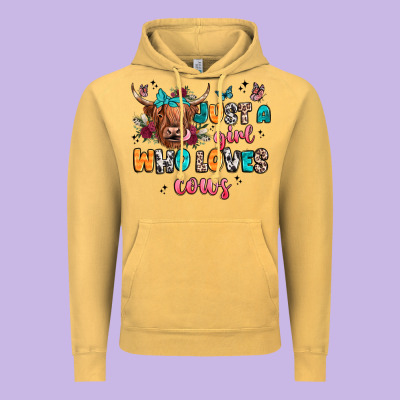 Just A Girl Who Loves Cows Vintage Hoodie Designed By Jahusdesignshop