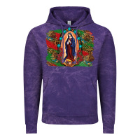 Cloud Purple Mexican Flag Lady Of Guadalupe Distressed Backgrou Vintage Hoodie - RanaPortraitStore
