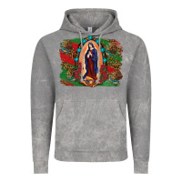 Cloud Rock Mexican Flag Lady Of Guadalupe Distressed Backgrou Vintage Hoodie - RanaPortraitStore