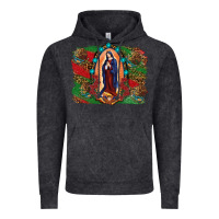 Vintage Black Mexican Flag Lady Of Guadalupe Distressed Backgrou Vintage Hoodie - RanaPortraitStore