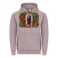 Vintage Zinc Mexican Flag Lady Of Guadalupe Distressed Backgrou Vintage Hoodie - RanaPortraitStore