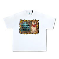 White life is better with a shiba Urban Heavy Tee - RanaPortraitStore