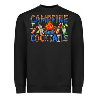 Black campfire and cocktails Heavyweight Sweatshirt - texasbilliewilder