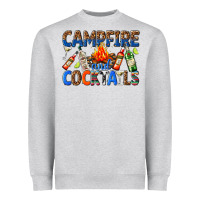Heather Grey campfire and cocktails Heavyweight Sweatshirt - texasbilliewilder