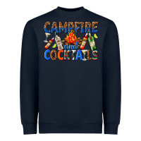 Navy campfire and cocktails Heavyweight Sweatshirt - texasbilliewilder