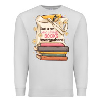 Dove Grey just a girl who brings books everywhere Premium Sweatshirt - MaliasSmallBusiness