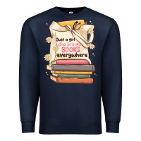 Navy just a girl who brings books everywhere Premium Sweatshirt - MaliasSmallBusiness