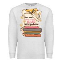 Oatmeal Heather just a girl who brings books everywhere Premium Sweatshirt - MaliasSmallBusiness