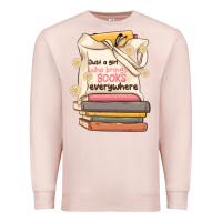 Pale Pink just a girl who brings books everywhere Premium Sweatshirt - MaliasSmallBusiness