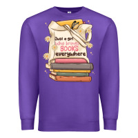 Purple just a girl who brings books everywhere Premium Sweatshirt - MaliasSmallBusiness