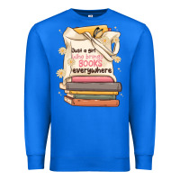 True Royal just a girl who brings books everywhere Premium Sweatshirt - MaliasSmallBusiness