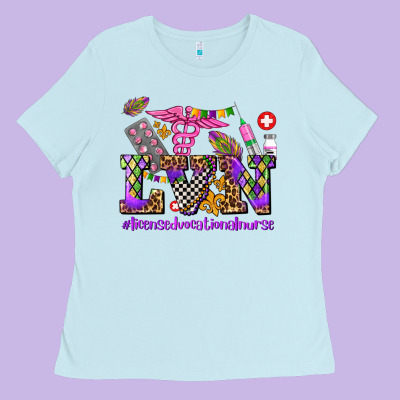 Mardi Gras  Lvn Licensed Vocational Nurse Ladies Tee Designed By Adodesignshop