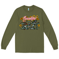 Army Green beautiful crazy Long Sleeve Tee - CowhideDigitalArt