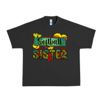Pigment Black softball sister with leopard Urban Heavy Tee - Zillion Design Studio