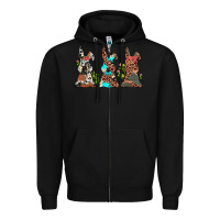 Black leopard cowhide turquoise cactus bunny's Zipper Hoodie - JahusDesignShop