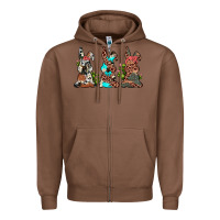 Chestnut leopard cowhide turquoise cactus bunny's Zipper Hoodie - JahusDesignShop