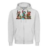 Dove Grey leopard cowhide turquoise cactus bunny's Zipper Hoodie - JahusDesignShop